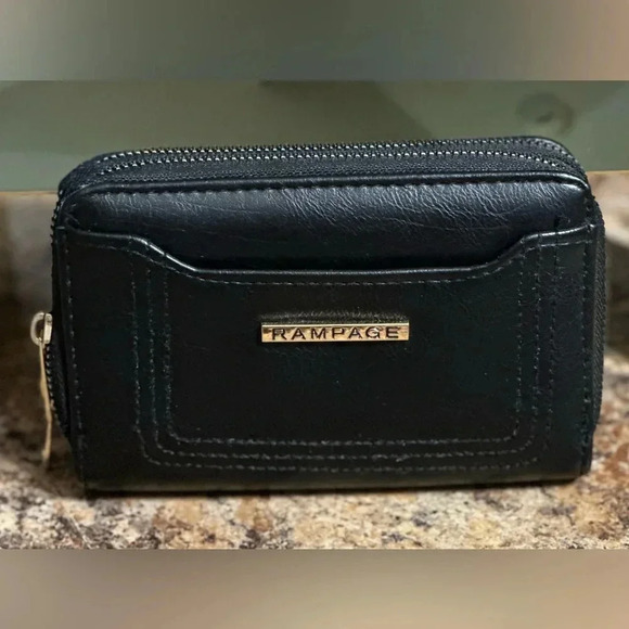 Rampage black zip around wallet 8 credit card slots 1 id holder - Picture 1 of 9